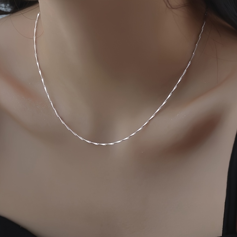 S925 Silvery Melon Seed Chain